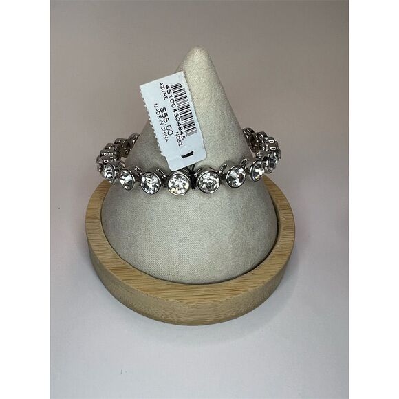 Chico's Silver-Tone Crystal Bangle Bracelet with Magnetic Clasp - Picture 3 of 6